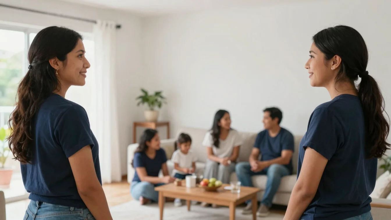 Familia mexicana compartiendo espacios en casa, en un ambiente li